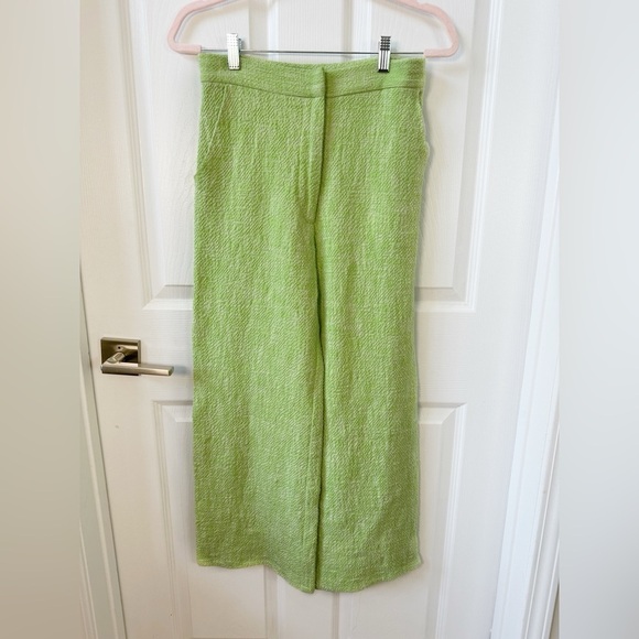Rachel Comey Textured Tweed Cropped Wide Leg Pants High Rise Green Size 4
